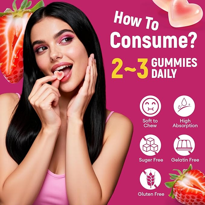 10G Fiber Gummies with Collagen Peptides Hyaluronic Acid Vitamin C ACV 30 Billion CFU Probiotics – Sugar Free Collagen Gummy for Skin Hair &amp Nails – Digestive Health Support – 60 Cts