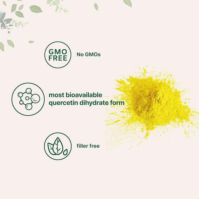 Pure Quercetin Dihydrate Powder Quercetin 500mg Per Serving 100 Grams Most Bioavailable Grade and Filler Free Powerful Antioxidant Supports Energy Immune System No GMOs and Vegan