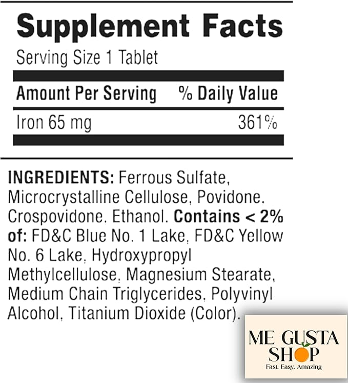 Spring Valley Iron Tablets Dietary Supplement Value Size 65 mg 200 Count Pack of 3 Total 600 Includes Pill Organizer