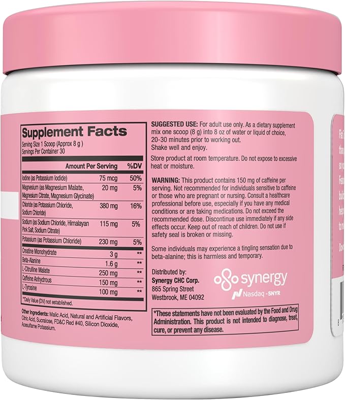 Flat Tummy Pre Workout Powder for Women – Energy Endurance and Muscle Support with 3g Creatine 1.6g Beta-Alanine Electrolytes – Fruit Punch Flavor – 30 Servings