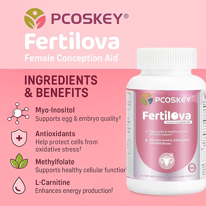 Fertilova Women’s Reproductive Health Support Supplement – Myo-Inositol Methylfolate CoQ10 &amp Antioxidants – Cellular Health &amp Energy Support – 120 Vegetarian Capsules