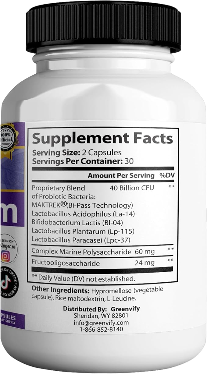 Dentuvium Max Probiotic Supplement - 40 Billion CFU - Supports Teeth Gums Throat Digestive Health - Gluten Free Sugar Free Non-GMO - 60 Capsules (5)