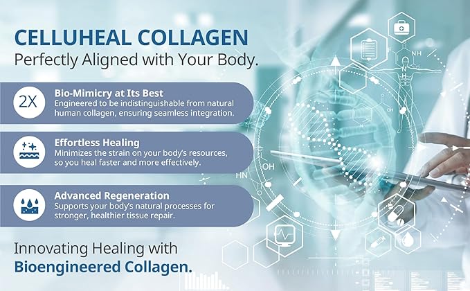 Cellufil Collagen Particles for Advanced Wound Care - Box of 5 Vials - 100% Non-Hydrolyzed Bovine Collagen for Tissue Regeneration First Aid &amp Minor Bleeding