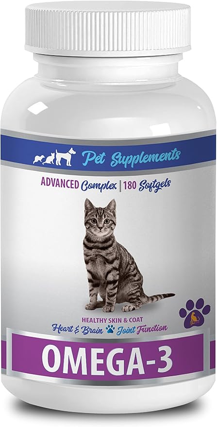 cat Omega 3 - Omega 3 - for Cats - Heart Brain and Joint Function - SOFTGELS - cat Joint Supplements - 1 Bottle (180 SOFTGELS)
