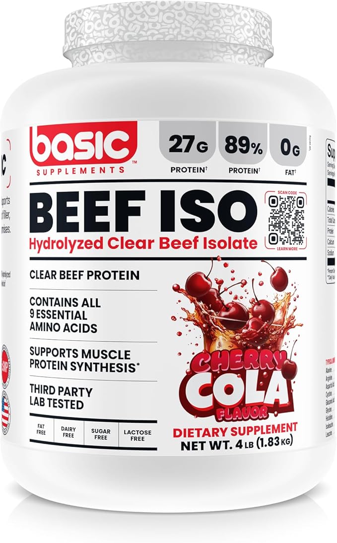 Hydrolyzed Clear Beef Isolate Protein Powder 27g Protein 9 Essential Amino Acids Dairy-Free Fat-Free Sugar-Free Lactose-Free Supports Muscle Protein Synthesis