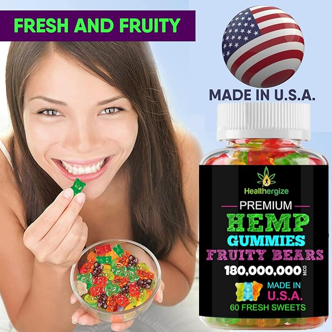 3PACK Hemp Gummies for Sleep-Fresh Fruity Gummy Bears-for Calm and Peace-Natural Hemp Edibles Party Candy-Made in USA