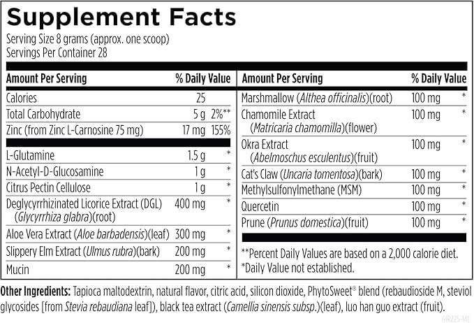 Designs for Health GI Revive Gut Health Powder - L Glutamine &amp Citrus Pectin for Digestive Health + Slippery Elm Marshmallow Root &amp Cat's Claw for Healthy Intestinal &amp Gut Lining Support*