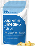 Micro Ingredients Supreme Omega-3 Fish Oil w/Ultra High EPA &amp DHA Burpless Softgels | rTG Omega-3 with Vitamin D3 | Wild-Caught Cold Deep-Sea Water | Lemon Flavor Easy to Swallow 60ct
