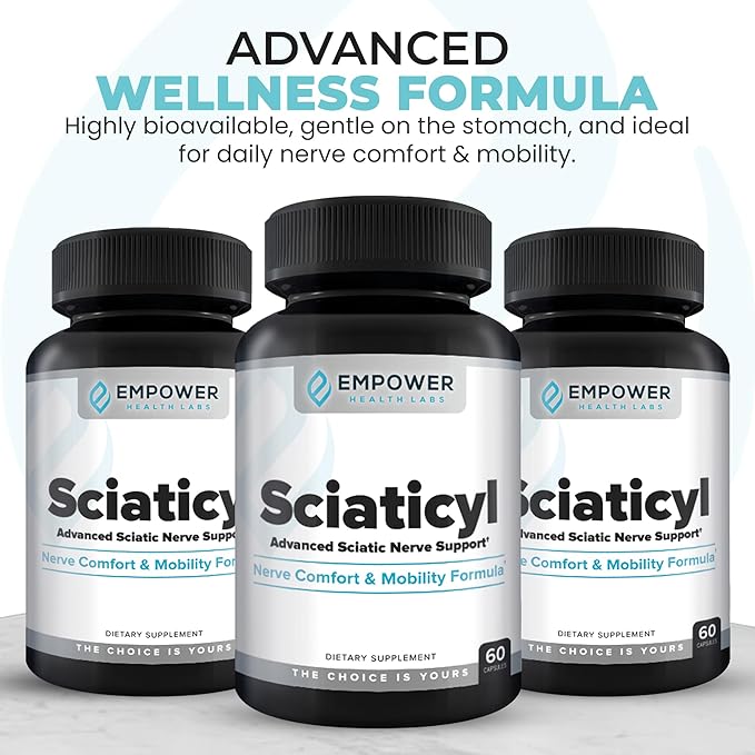 Sciaticyl – Nerve Support Supplement with B1 B6 B12 Magnesium NAC ALC &amp Alpha Lipoic Acid – Supports Nerve Function Mobility Comfort &amp Circulation – 60 Capsules