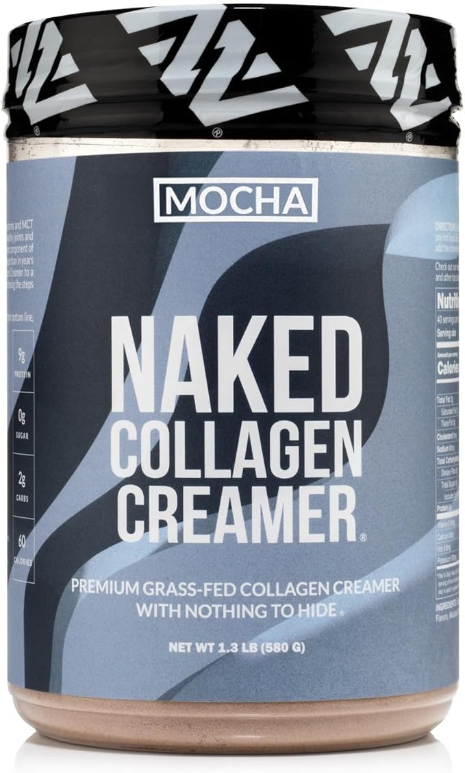 Naked Collagen Mocha Coffee Creamer - Collagen Creamer For Coffee - Dairy-Free Gluten-Free GMO-Free - Support Hair Skin and Nails - 40 Servings