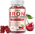 Iron Supplement for Women Men &amp Kids Iron 65mg &amp Vitamin C 250mg per Serving with B6 B12 Folate- Energy Support for Iron Deficiency Anemia Vegan Gummy Cherry Flavor 60 Count