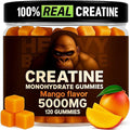 Creatine Monohydrate Gummies 5g Sugar Free Creatine with Vitamin B12 and L-Taurine | Muscle Growth for Men and Women | Low Calorie Formula 120 Gummies for 30 Servings Mango
