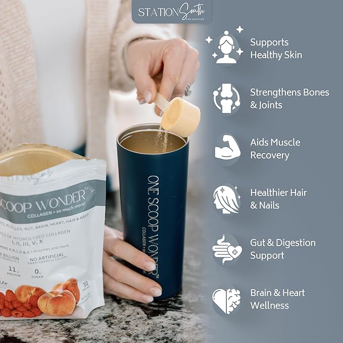 Hydrolyzed Multi Collagen Peptides Powder for Men &amp Women - 35 functional ingredients Protein Mushrooms Vitamins Enzymes Probiotics for Skin Gut Bone Joints &amp Heart support