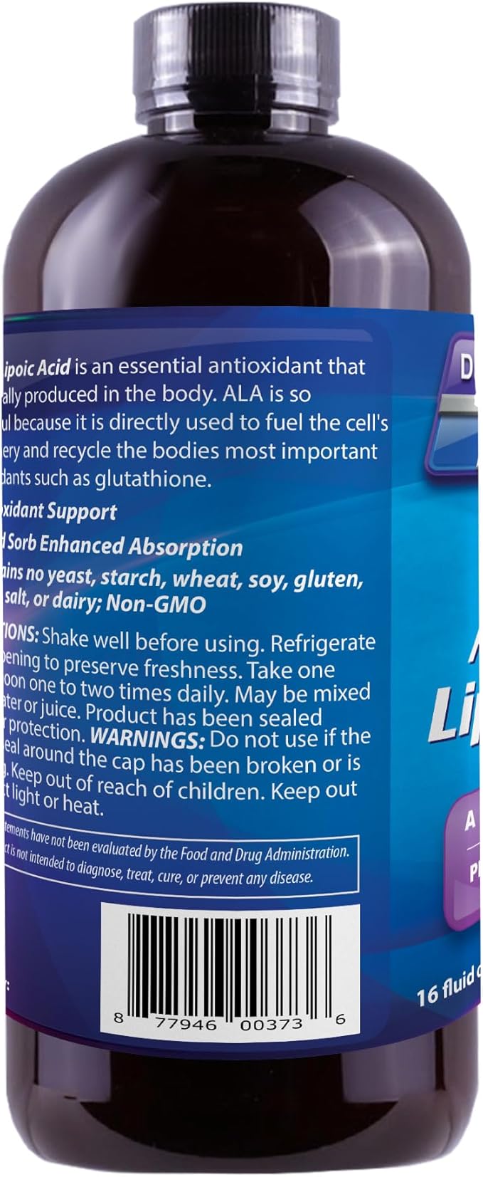 Alpha Lipoic Acid - Liquid Dietary Supplement with 50mg ALA per Serving - Packed with Antioxidants - Pharmacist Formulated Rapid-Sorb Technology for Nutrient Absorption - 16 fl. oz.