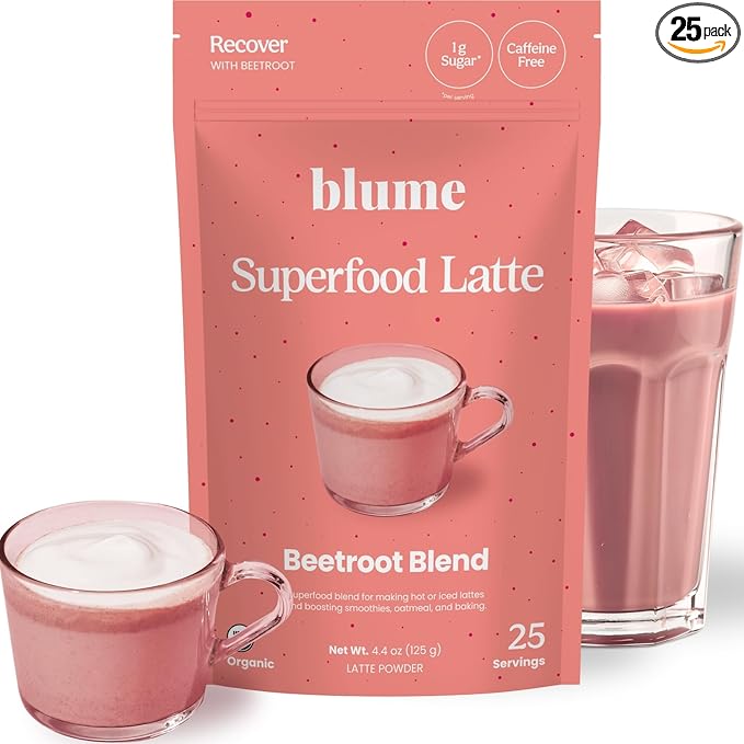 Blume Superfoods Latte - Beetroot Powder Energy Boosting Organic Beet Powder Clove Cinnamon Ginger - Vegan Keto Friendly Gluten-Free - 25 Servings