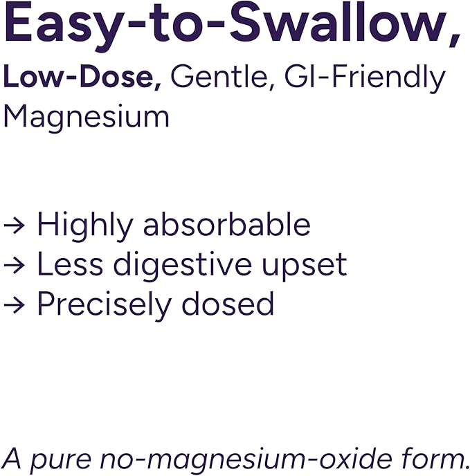 Low Dose Magnesium Glycinate - 70 mg per Serving - 90 Capsules Easy to Swallow
