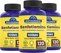 B1 Benfotiamine 500mg per Serving 120 CapsulesFat &amp Water Soluble Vitamin B1 Gluten Free Non-GMO Vegetarian 3pack