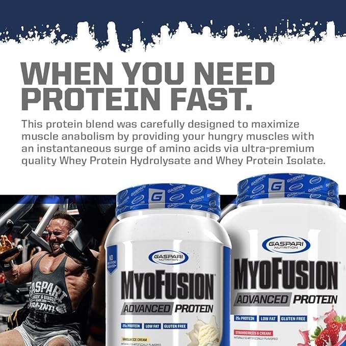 Gaspari Nutrition Myofusion Advanced Protein Protein Blend with Whey Protein Casein Protein and Isolate Protein Low Fat and Gluten Free (Birthday Cake 4 Pound)
