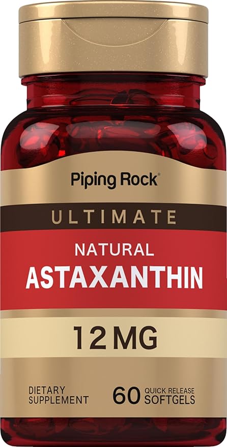 Piping Rock Astaxanthin 12mg | 60 Quick Release Softgels | Extract Supplement | Gluten Free Non-GMO