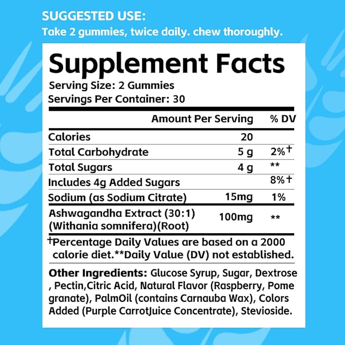 Organic Ashwagandha Gummies 2500mg with Maca Root &amp L-Theanine | Plant-Based Adaptogen Blend | USDA Organic Non-GMO Verified | Mixed Berry Flavor (120Count-2Pack)