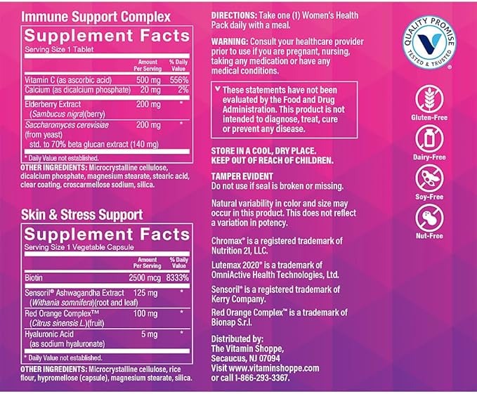 The Vitamin Shoppe WomenaTMs Health Packs A Daily Vitamin Packets for... - Premium Quality Health Support | Supplement | Daily Wellness