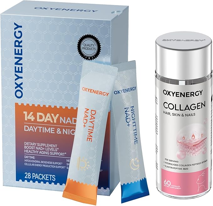 OxyEnergy NAD Supplement 1550 mg &amp Collagen Peptides 800 mg