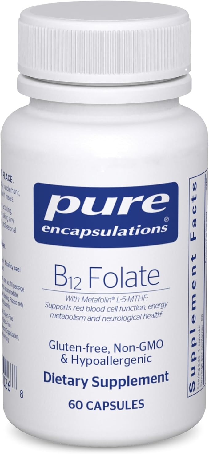 Pure Encapsulations B12 Folate - Energy Supplement to Support Nerves Energy Metabolism &amp Cognitive Support* - with Vitamin B Folate as Metafolin - 60 Capsules