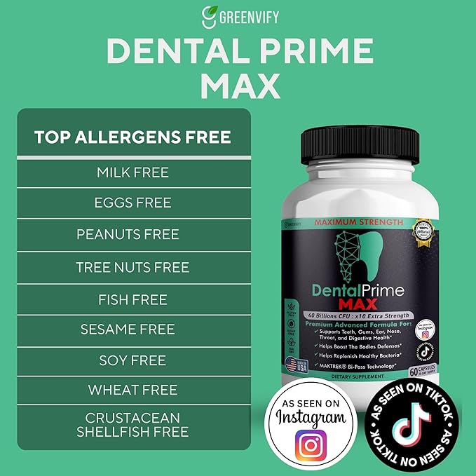 DentalPrime MAX Probiotic Supplement 40 Billion CFU MAKTREK Bi-Pass Technology 60 Capsules 30-Day Supply (5)