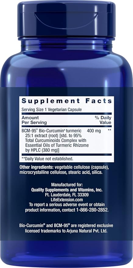 Life Extension Super Bio-Curcumin Turmeric Extract 400mg 90 Veg Caps - Vegetarian Capsules - Non-GMO - Highly Absorbable
