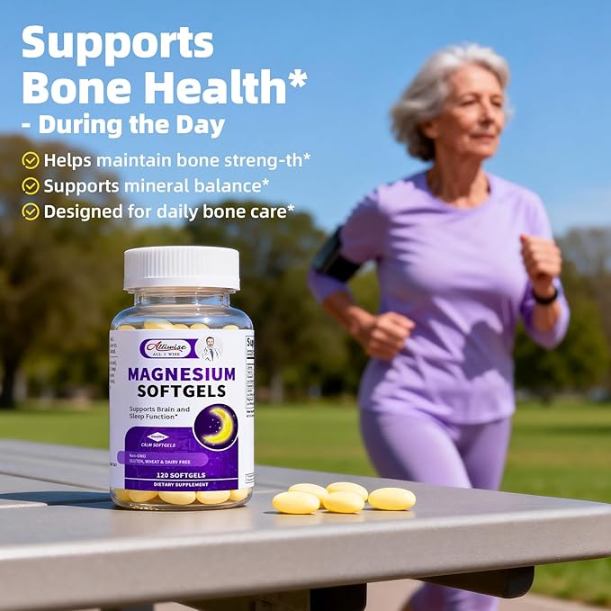 Magnesium Glycinate 400mg Softgels Small Easy to Swallow High Absorption Magnesium Supplement with Vitamin D3 &amp K2 for Sleep Relax Calm Muscle Bone* Health 120 Gelcaps