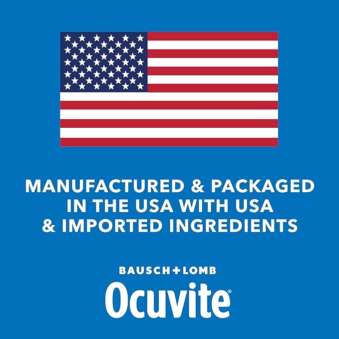 Bausch + Lomb Ocuvite Eye Vitamin &amp Mineral Supplement Contains Zinc Vitamins A C E &amp Lutein 60 Tablets (Pack of 2)