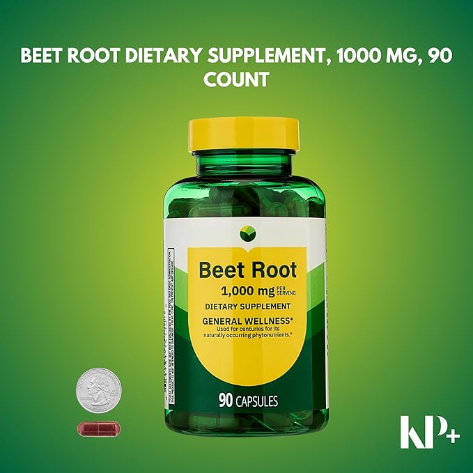 KP+ Spring Valley Beet Root 1000 mg | Natural Energy &amp Circulation Support | Dietary Supplement | 90 Capsules | General Wellness | (2)
