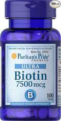 Puritan's Pride Biotin 7500 mcg Healthy Hair Support 100 Count 100 Count (Pack of 1)