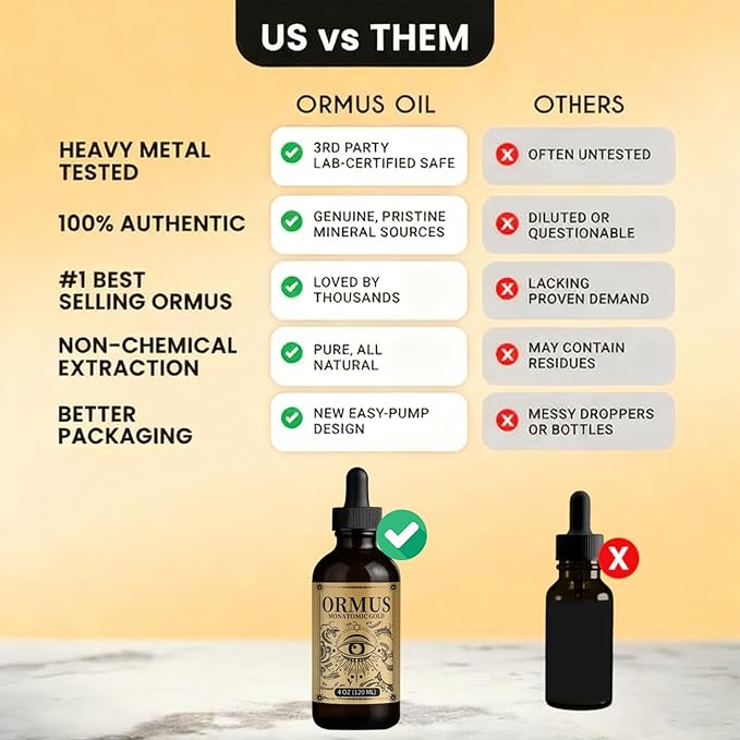 ORMUS Gold Oil PINEAL Gland - Liquid Gold Organic Enhance Cellular Health Increased Energy &amp Vital Force Cleanse Your pineal Gland | 4oz