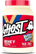 GHOST Whey Protein Powder Nutter Butter - 2LB 26G of Protein - Whey Protein Blend - ­Post Workout Fitness &amp Nutrition Shakes Smoothies Baking &amp Cooking - Cookie Pieces Inside