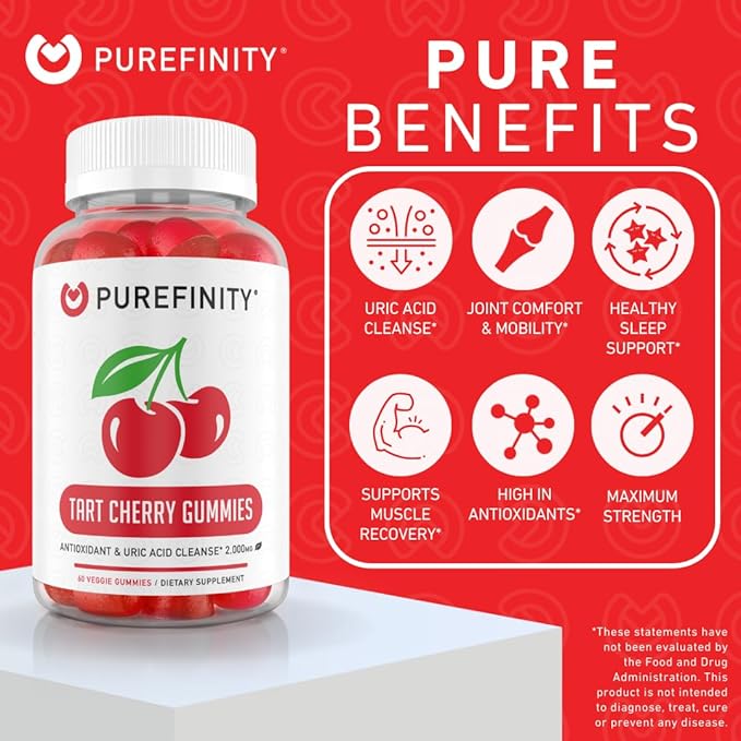 PUREFINITY Tart Cherry and Magnesium Gummies Bundle (Uric Acid Flush &amp Cleanse with Magnesium Support)