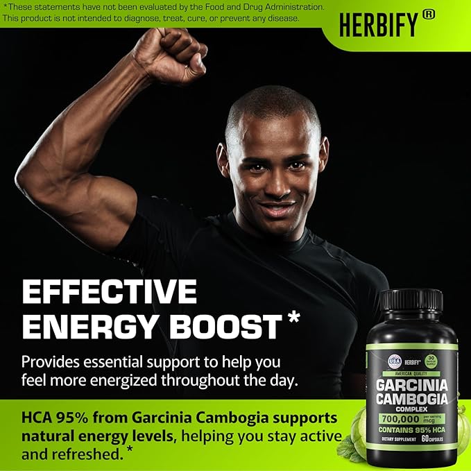 Garcinia Cambogia Wellness Support Supplement for Women &amp Men - Herbal Extract with Antioxidant Properties - Energy Booster for Daily Vitality and Digestive Support - 60 Count