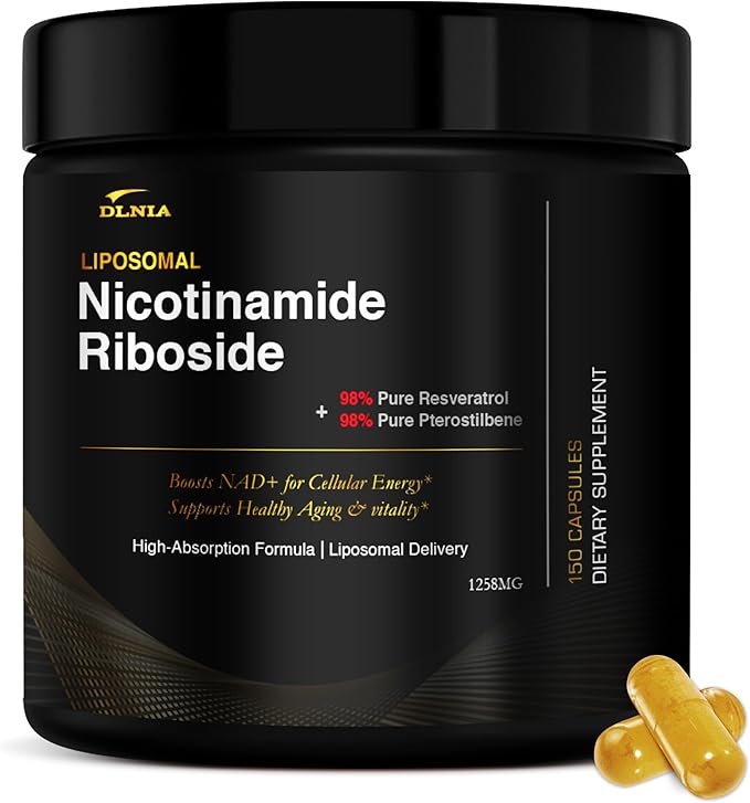 Liposomal NAD with Resveratrol - High Purity NAD Supplement for Anti-Aging Energy Focus -150 Count