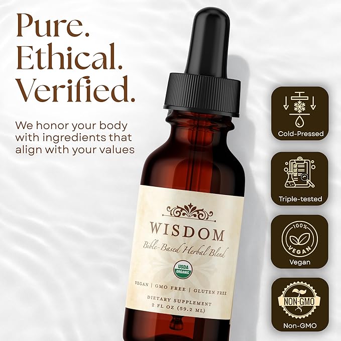 Organic Turmeric Frankincense and Myrrh – Herbal Supplement Blend for Energy Detox Focus Immunity &amp Stress – Non-GMO Vegan Tonic with Milk Thistle – Wisdom Bible Based Blend – 2oz Liquid Drops
