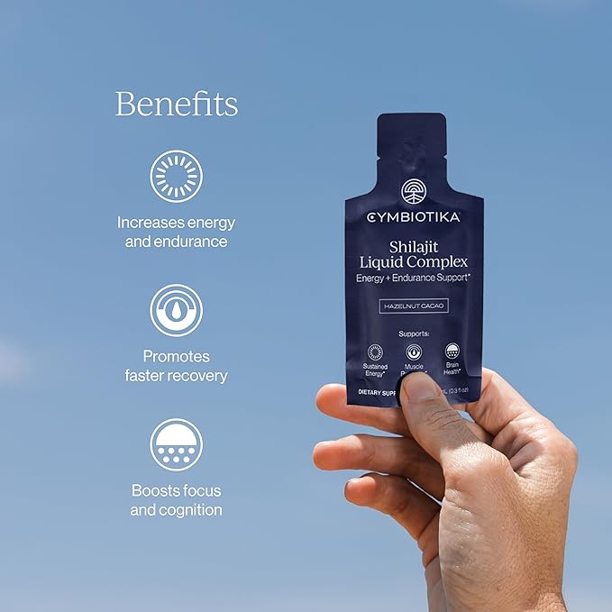Cymbiotika Shilajit Liquid Complex – 85+ Trace Minerals for Energy Focus &amp Recovery Adaptogen – Fulvic &amp Humic Acid – Cacao Honey Hazelnut Butter &amp Sea Salt – 26 Daily Packets