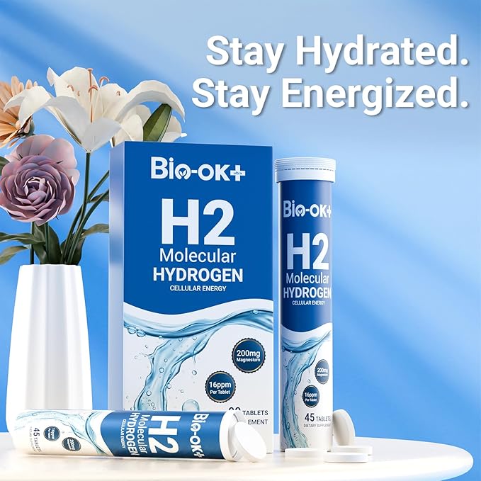 Hydrogen Water Tablets with 200MG Magnesium 16 PPM H2 Hydrogen Tablets for Drinking Water Rich in Antioxidants Supports Cellular Health Recovery Immune &amp Brain Cognitive Function (90 Servings