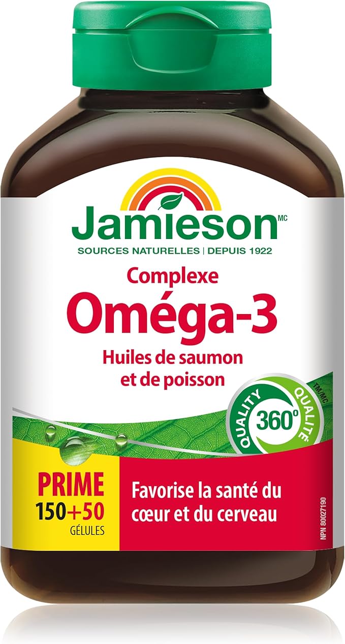 Jamieson Salmon &amp Fish Oils Omega-3 Complex 200ct Bottle 1000 mg
