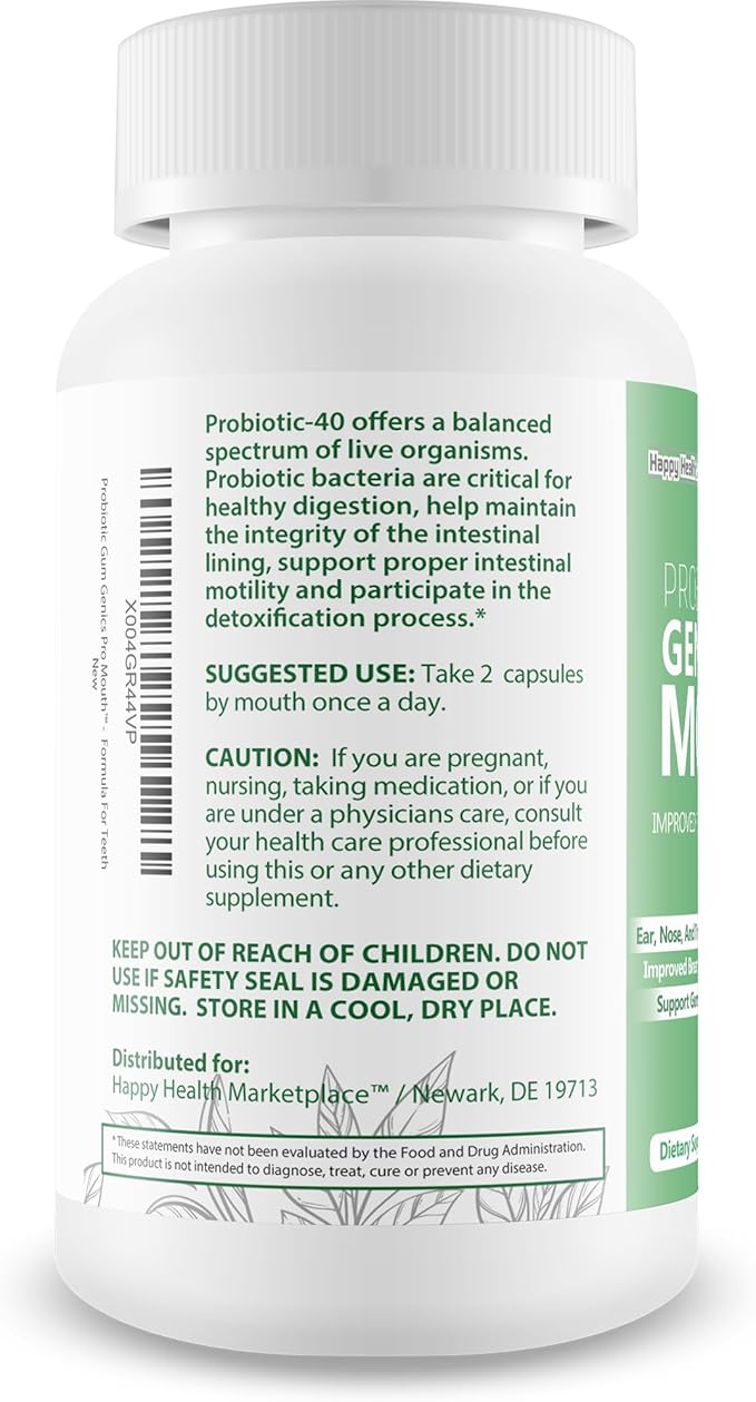 Probiotic Gum Genics Pro Mouth - Our Best Oral Probiotics for Teeth and Gums - Healthy Gumgenics Teeth Health Supplement - Best Breath Oral Probiotic Teeth Enamel Support - Healthy Teeth Probiotic