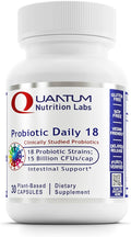 Quantum Nutrition Labs Probiotic Daily 18 - Probiotics for Digestive Health Probiotics for Women and Men with Lactobacillus Acidophilus Reuteri for Healthy Gut Microbiome - 30 Vegetarian Capsules