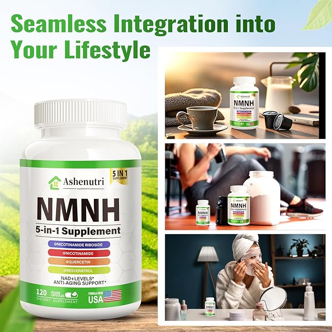 NMNH (Dihydronicotinamide Mononucleotide) NMN Alternative Supplement w/Niacinamide (Vitamin B3) Quercetin Trans-Resveratrol Support NAD+ Skin Cell Health* Anti-Aging &amp Energy 120 Caps