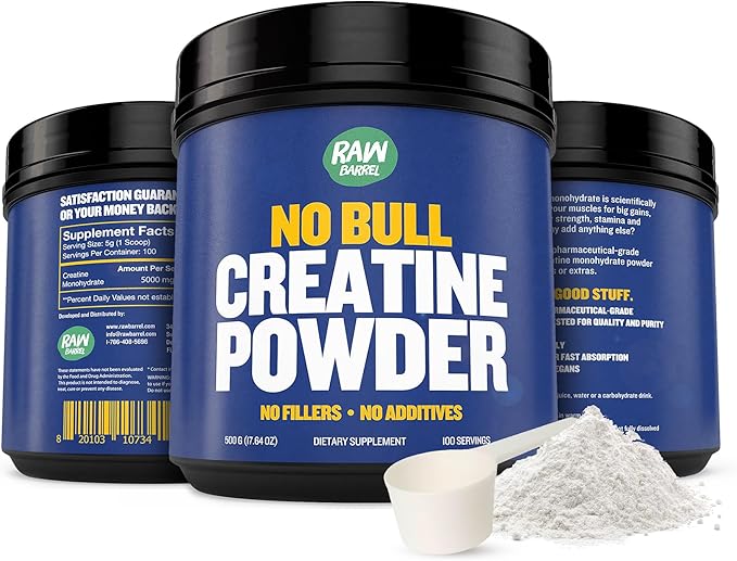 “No Bull” Creatine Powder Bulk Supplements Creatine Monohydrate for Faster Recovery Increased Muscle Volume Strength &amp Power Micronized Creatine for Men &amp Creatine for Women 500g