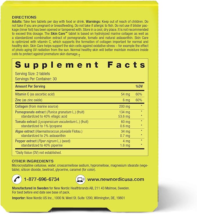 NEW NORDIC Skin Care Collagen Filler Tablets Marine Collagen with Vitamin C Supplement for Healthy Looking Smoother Plump Skin 60 Count (Pack of 1)