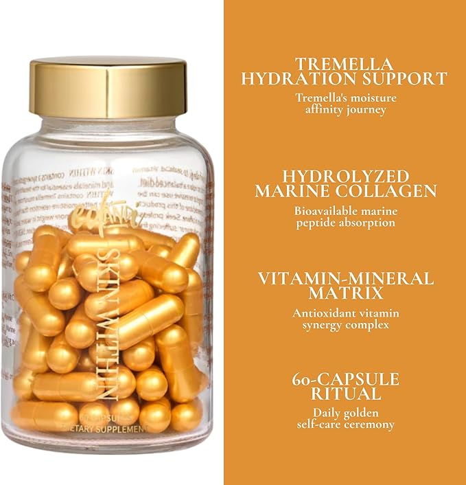 Skin Within Hair Skin &amp Nails Collagen Natural Dietary Supplement with Vitamin C and Marine Collagen 30 Day Supply 60 Capsules