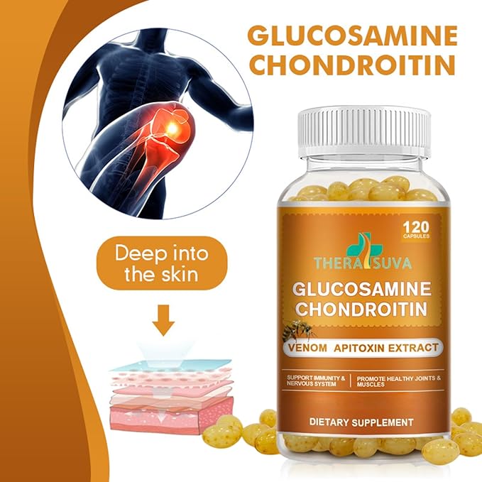 Glucosamine Chondroitin Complex with Raw Honey &amp Bee Venom – Natural Joint Support Mobility &amp Flexibility Supplement 2 Month Supply 120 Softgels