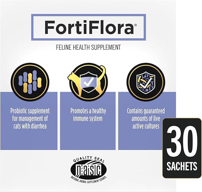 Purina Pro Plan Veterinary Supplements FortiFlora Daily Probiotics for Cats for Digestive Gut Health and Diarrhea - 30 ct. Box